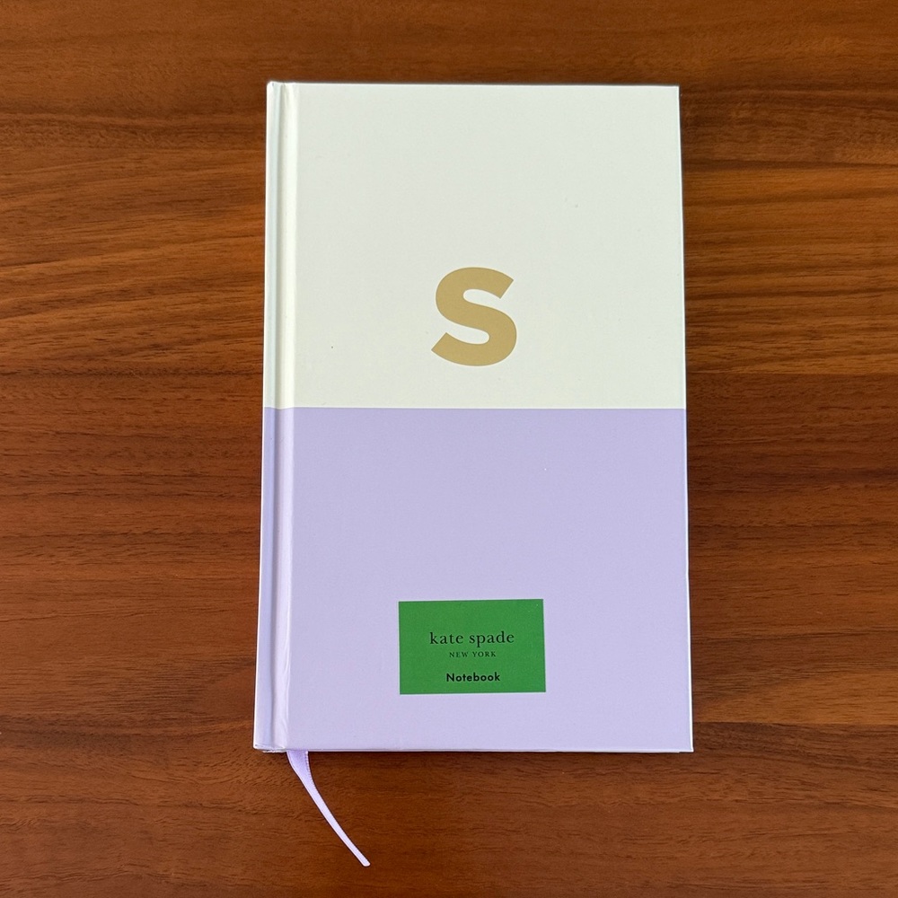 Kate Spade Lavender and Cream Notebook with Gold "S" Initial